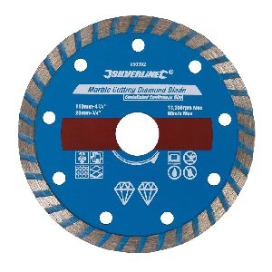 Silverline - Diamanttrennscheibe für Marmor, 110 x 2,7 x 20 mm, geriffelter, geschlossener Rand