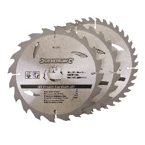Silverline - Hartmetall-Kreissägeblätter mit 20, 24 und 40 Zähnen, 3er-Pckg., 184 x 30; Reduzierringe: 20 u. 16 mm