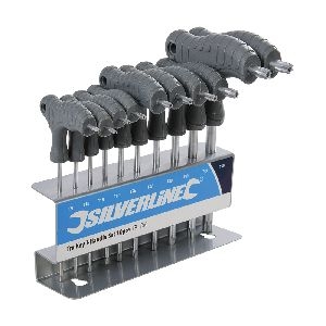 Silverline - Trx-Stiftschlüssel mit Quergriffen, 10-tlg. Satz, T9–T50