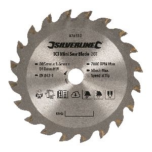 Silverline - Mini-Hartmetall-Sägeblatt, Durchmesser: 85 mm, Bohrung: 10 mm, 20 Zähne