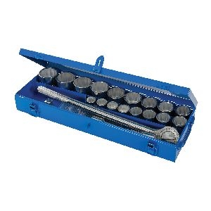 Silverline - Doppelsechskant-Steckschlüssel, 3/4-Zoll-Antrieb, metrisch, 21-tlg. Satz, 19 - 50 mm