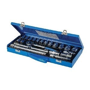 Silverline - Steckschlüssel mit Ratschengriff, 1/2-Zoll-Antrieb, metrisch, 21-tlg. Satz, 10 - 32 mm