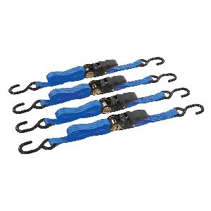 Silverline - Spanngurte mit S-Haken und Ratschengriff, 4er-Pckg., 4 m x 25 mm, Leistung: 350 kg, Zurrkraft: 700 kg