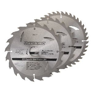 Silverline - Hartmetall-Kreissägeblätter mit 20, 24 und 40 Zähnen, 3er-Pckg., 180 x 30, Reduzierringe: 20 u. 16 mm