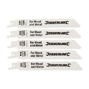Silverline - Säbelsägeblätter für Abbrucharbeiten, 5er-Pckg., Bimetall, 10 ZpZ, 150 mm