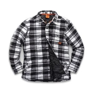 Scruffs - Wattiertes Karohemd „Worker“, schwarz/weiß, Größe XL