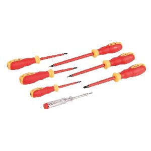 Silverline - VDE-Elektriker-Schraubendreher mit Weichgriff, 7-tlg. Satz, 7-tlg.