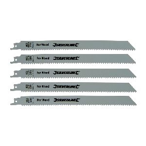 Silverline - Säbelsägeblätter für Holz, 5er-Pckg., Hartstahl, 5 ZpZ, 240 mm