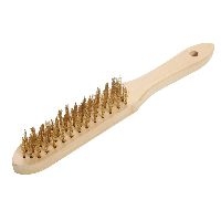 Drahthandbürste mit Holzgriff, 5-reihig, Messing gewellt