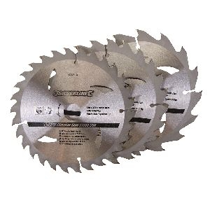 Silverline - Hartmetall-Kreissägeblätter, 16, 24 und 30 Zähne, 3er-Pckg., 150 x 20, Reduzierringe: 16 u. 12,75 mm