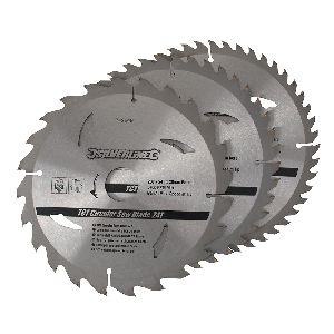 Silverline - Hartmetall-Kreissägeblätter mit 24, 40 u. 48 Zähnen, 3er-Pckg., 200 x 30, Reduzierringe: 25, 18 u. 16 mm