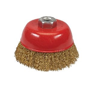 Silverline - Stahldraht-Topfbürste, vermessingt, gewellt, 100 mm