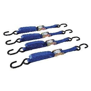 Silverline - Spanngurt mit S-Haken und Klemmschnalle, 2 m x 25 mm, 4-tlg. Satz, 2 m x 25 mm, Leistung: 250 kg, Zurrkraft: 500 kg