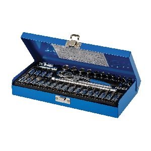 Silverline - Steckschlüssel mit Ratschengriff, 1/4-Zoll-Antrieb, metrisch, 38-tlg. Satz, 38-tlg.