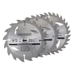 Silverline - Hartmetall-Kreissägeblätter, 16, 24 und 30 Zähne, 3er-Pckg., 135 x 12,7, Reduzierring: 10 mm
