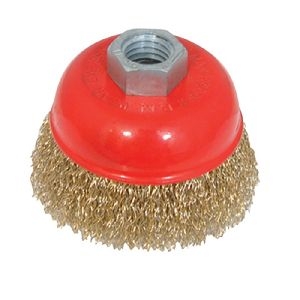 Silverline - Stahldraht-Topfbürste, vermessingt, gewellt, 75 mm