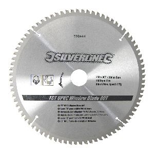 Silverline - Hartmetall-Kreissägeblatt für PVC-Fenster, 80 Zähne, 250 x 30; Reduzierringe: 25, 20 u. 16 mm