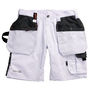 Scruffs - Arbeitsshorts „Worker Plus“ mit Holstertaschen, weiß, Größe 42