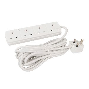Powermaster - Steckdosenleiste mit Neonanzeige, 230 V, 4 Steckdosen, 5 m