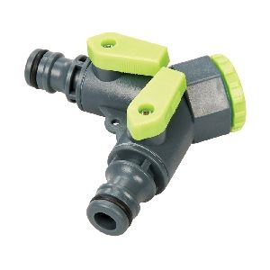 Silverline - 2-Wege-Wasserhahn-Verteiler, 3/4 Zoll BSP auf 1/2 Zoll