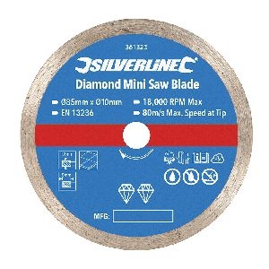 Silverline - Mini-Diamant-Trennscheibe, Durchmesser: 85 mm, Bohrung: 10 mm