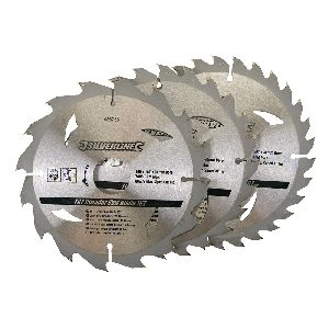 Silverline - Hartmetall-Kreissägeblätter, 16, 24 und 30 Zähne, 3er-Pckg., 160 x 30, Reduzierringe: 20, 16 u. 10 mm