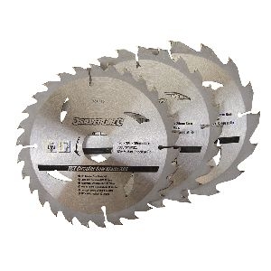 Silverline - Hartmetall-Kreissägeblätter, 16, 24 und 30 Zähne, 3er-Pckg., 165 x 30, Reduzierringe: 20, 16 u. 10 mm