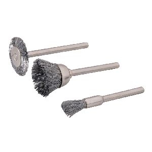 Silverline - Stahlbürsten für Rotationswerkzeuge, 3-tlg. Satz, Ø 5, 15 u. 20 mm